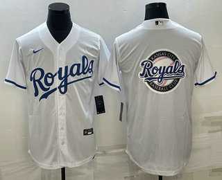 Men%27s Kansas City Royals Big Logo White Stitched MLB Cool Base Nike Jersey